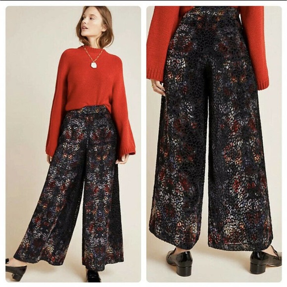 Anthropologie Kachel  Burnout Velvet Pants - Picture 1 of 9